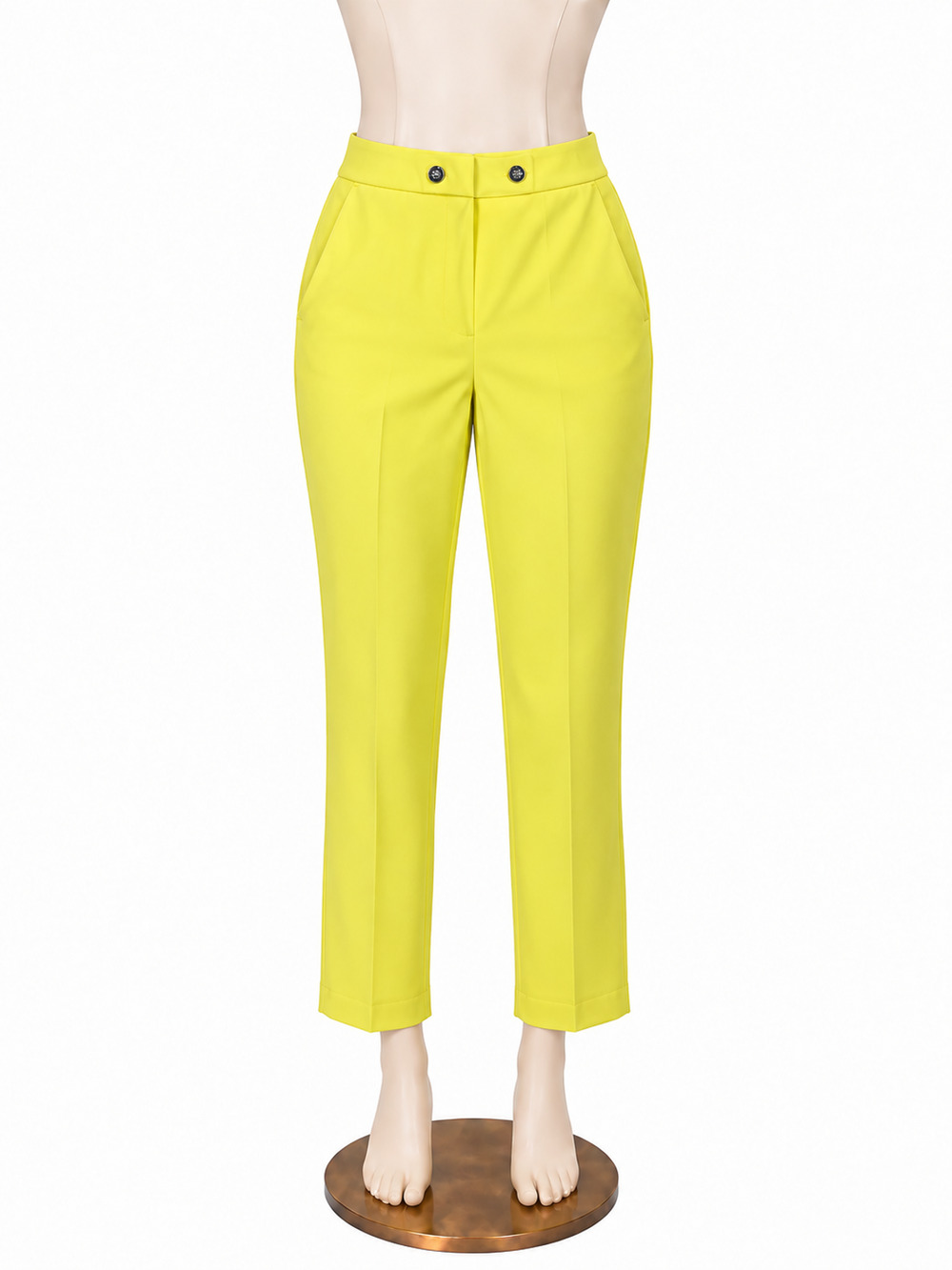 JEL Atelier Yellow Tech Stretch Cropped Capri Pants Size Large